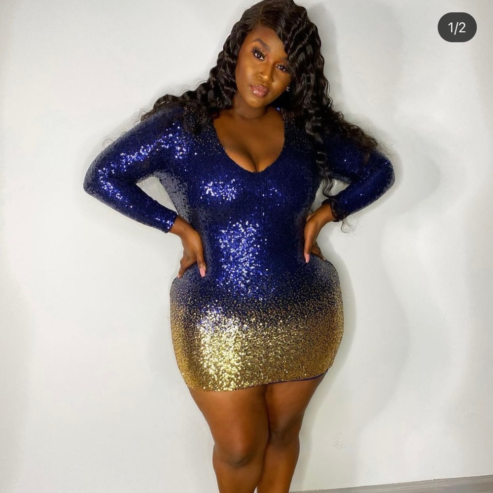 Navy/Gold Sequin Dress